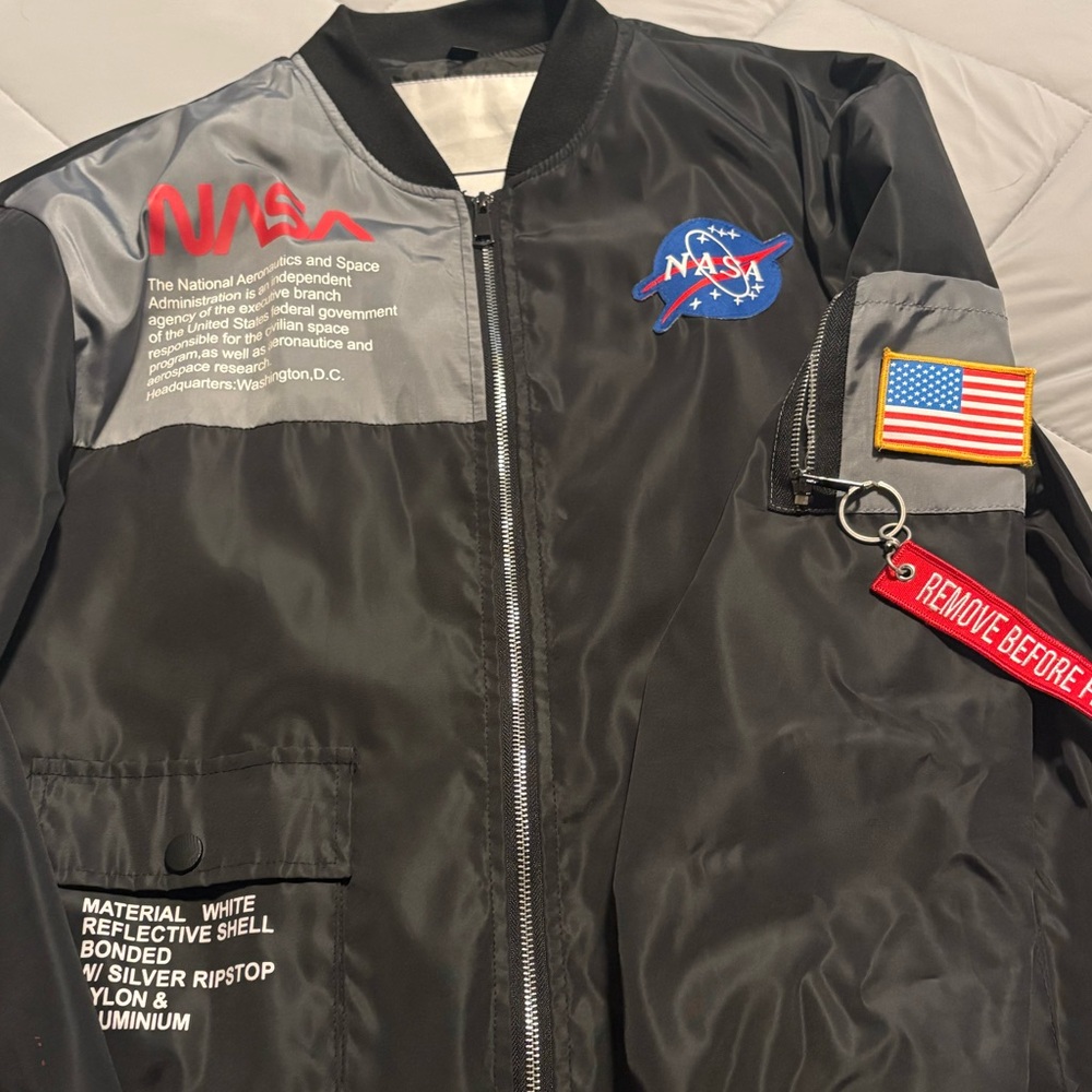 Black Bomber Jacket - Space Program Patch